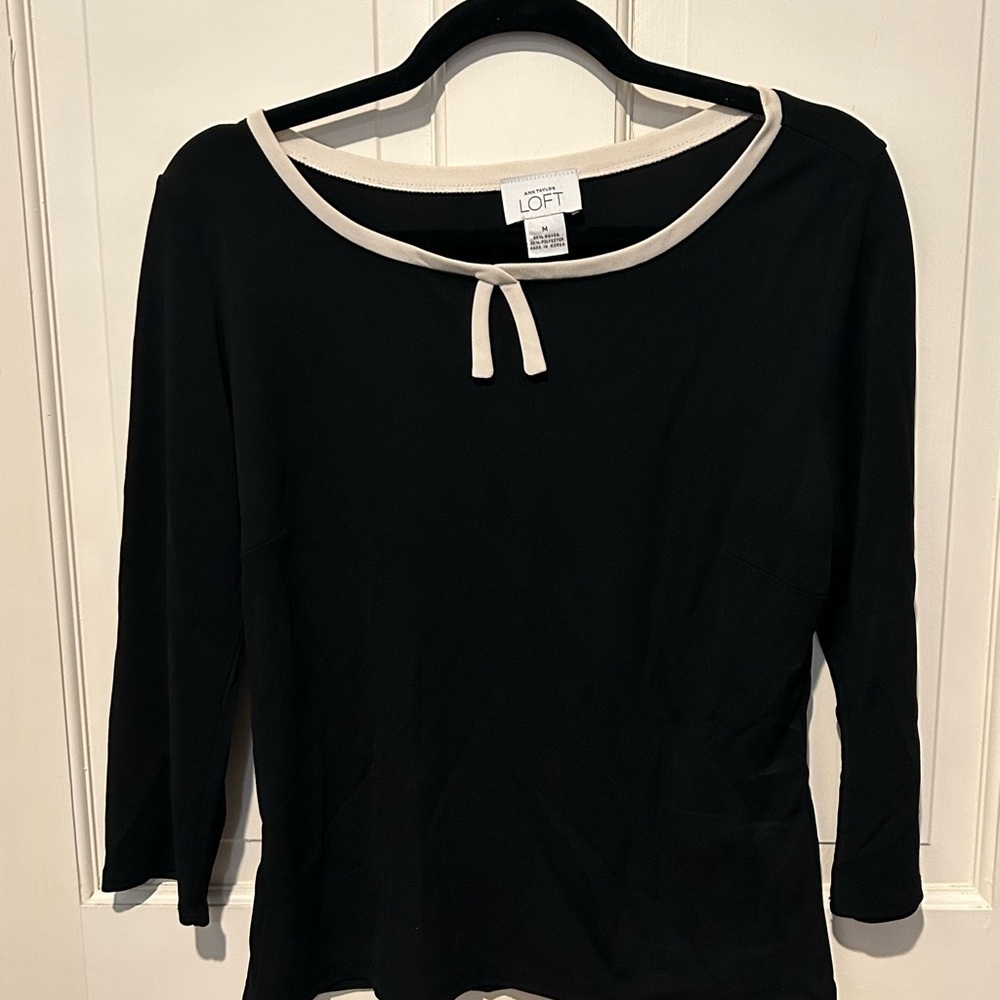 Ann Taylor Loft Black Trimmed Blouse
